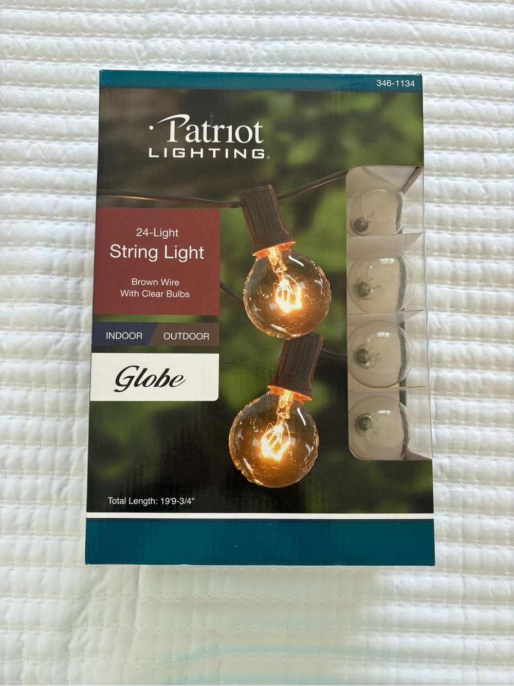 24-Light Globe String Lights in Brown‎ Wire with Clear Bulbs